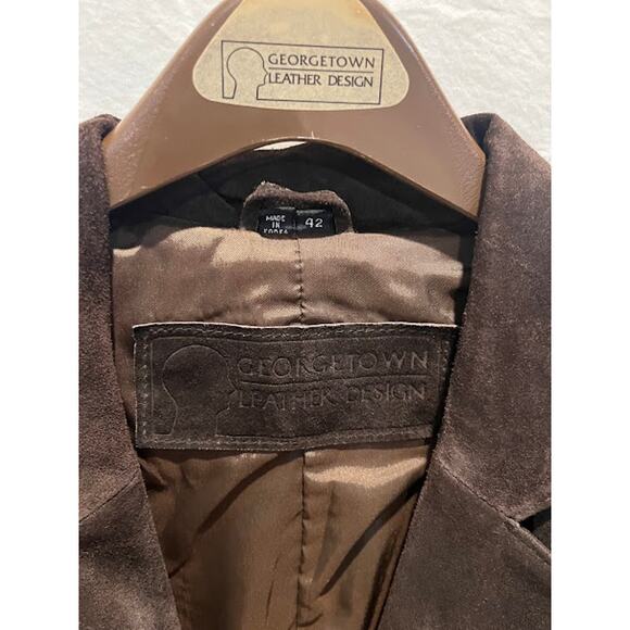 VTG NWT Georgetown Leather Design Suede Sportcoat Blazer Mens Brown Size 42 Med - Picture 4 of 7